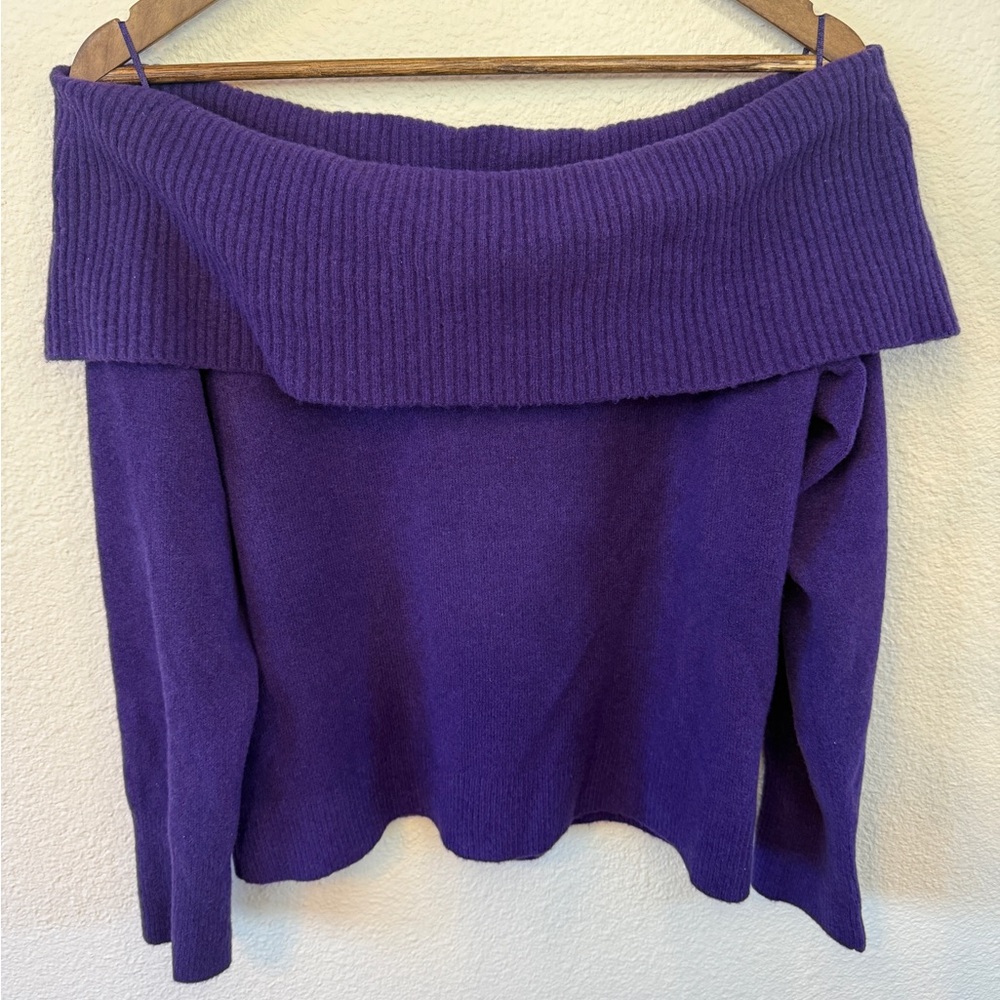 Express Ribbed Off The Shoulder Long Sleeve Sweater Top, Size Medium - Picture 11 of 12
